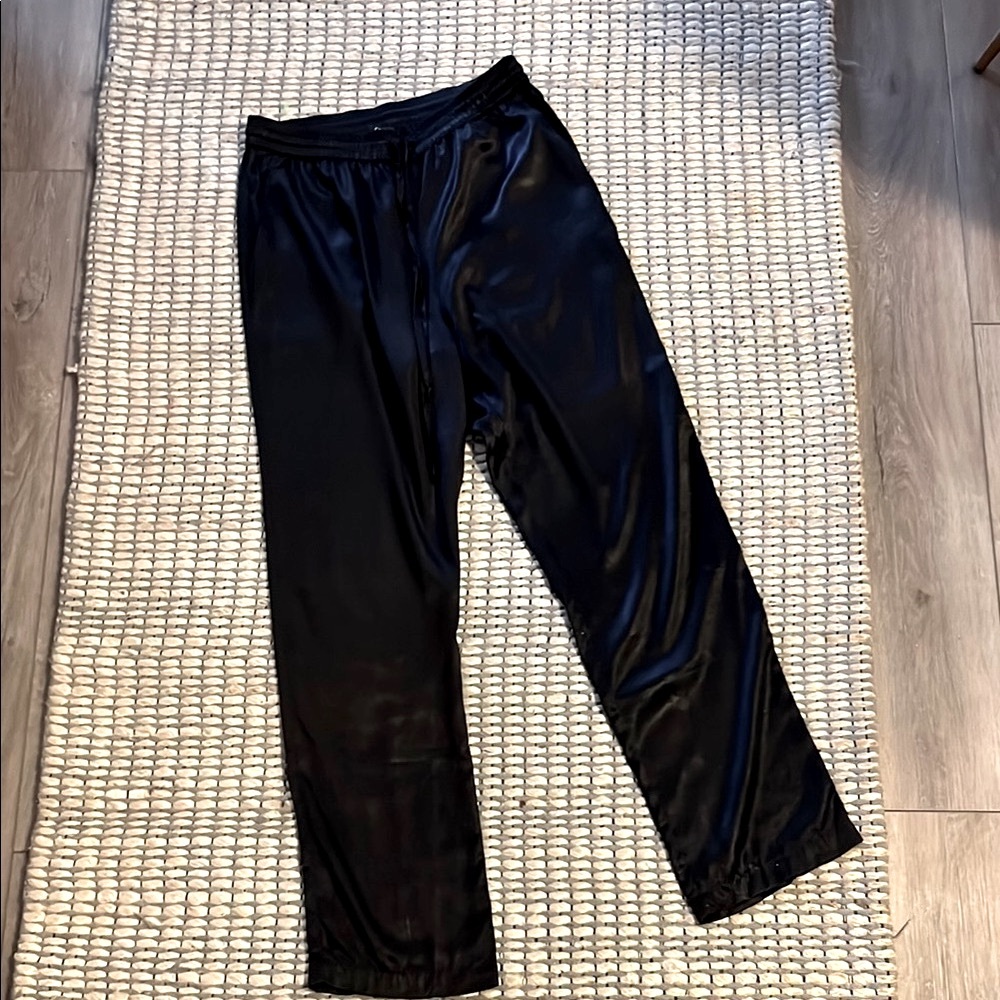 Black Satin Drawstring Pants